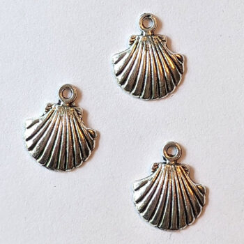 Scallop Sea Shell Charm Antique Silver