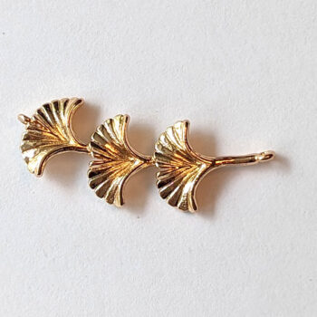 Branch With Multi Fan Leaves Leaf Pendant / Connector Gold