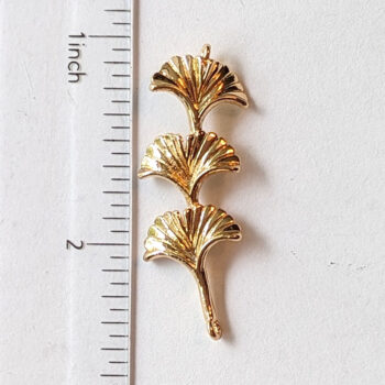 Branch With Multi Fan Leaves Leaf Pendant / Connector Gold - Image 2