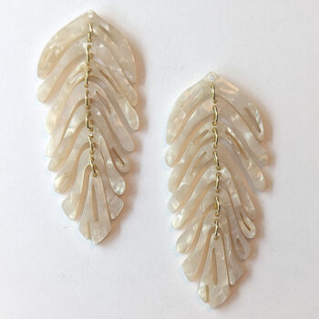 Large White / Cream Multi Piece Leaf Pendant Gold