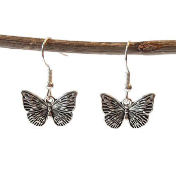 Delicate Butterfly Antique Silver Earrings