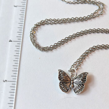 Delicate Butterfly Vintage Style Antique Silver Necklace - Image 2