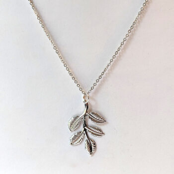 Leaf Branch Silver Necklace - Image 4