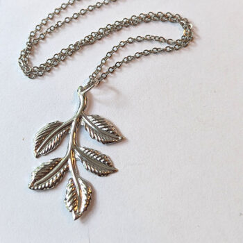 Leaf Branch Silver Necklace - Image 3