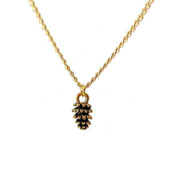 Dainty Pine Cone Vintage Style Antique Gold Necklace