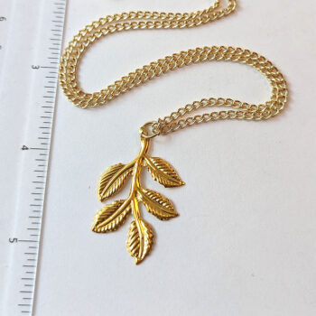 Leaf Branch Gold Necklace - Image 3