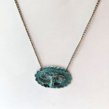 Antique Bronze Patina Opera Mask Vintage Style Necklace - Image 3