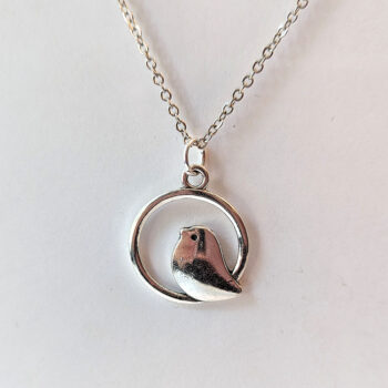 Antique Silver Partridge Bird in Hoop Vintage Style Necklace - Image 4