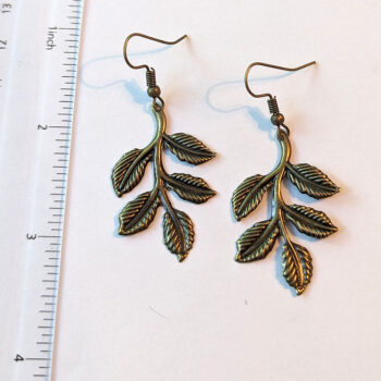 Large Lightweight Branch with Leaf Leaves Bronze Earrings - Image 4