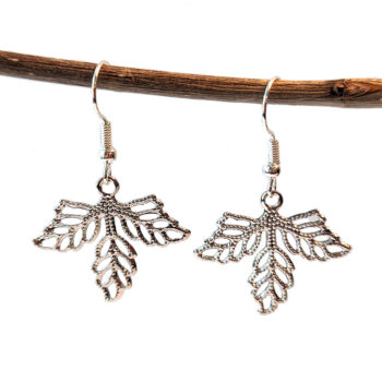 Filigree Lightweight Leaf Leaves Silver Earrings