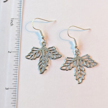 Filigree Lightweight Leaf Leaves Silver Earrings - Image 2