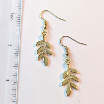 Branch with Leaf Leaves Gold Earrings - Image 3