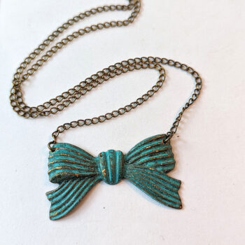 Antique Bronze Bow Patina Vintage Style Necklace