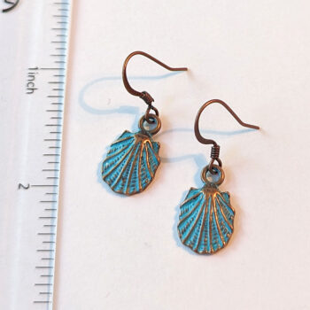 Scallop Shell Antique Copper Patina Vintage Style Earrings - Image 3