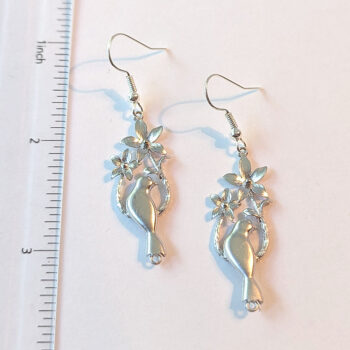 Bird and Flowers Silver Earrings - Image 2