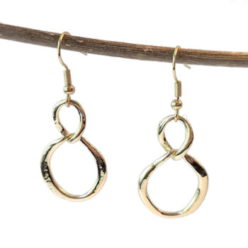 Gold Irregular Double Interlocking Hoop Earrings