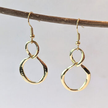 Gold Irregular Double Interlocking Hoop Earrings - Image 6