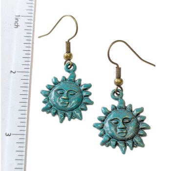 Sun Antique Bronze Patina Vintage Style Earrings - Image 2