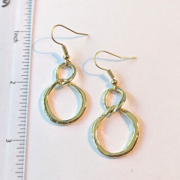 Gold Irregular Double Interlocking Hoop Earrings - Image 3