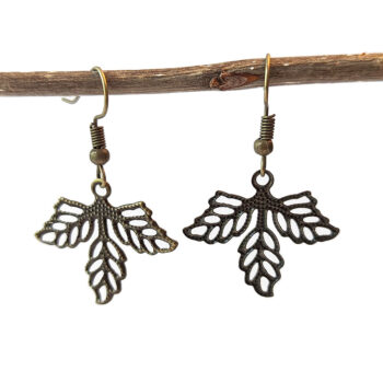 Filigree Lightweight Leaf Leaves Antique Bronze Earrings