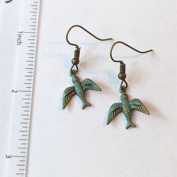 Sparrow Bird Antique Bronze Patina Vintage Style Earrings - Image 2