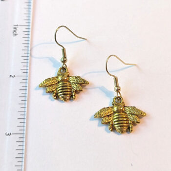 Antique Gold Bee Earrings - Image 2