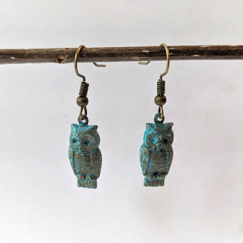 Owl Antique Bronze Patina Vintage Style Earrings