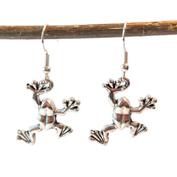 Antique Silver Frog Earrings