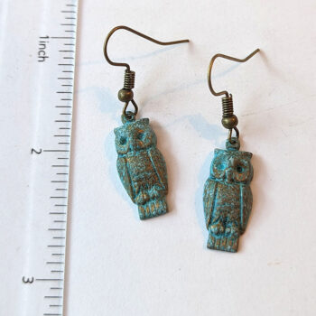 Owl Antique Bronze Patina Vintage Style Earrings - Image 2