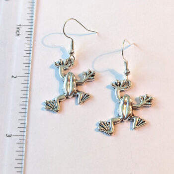 Antique Silver Frog Earrings - Image 2