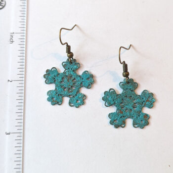 Antique Bronze Patina Filigree Earrings - Image 2