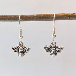 Antique Silver Small Bee Earrings
