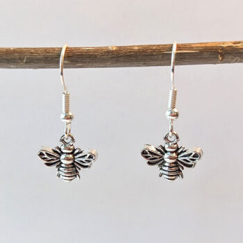 Antique Silver Small Bee Earrings