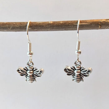 Antique Silver Small Bee Earrings - Image 3