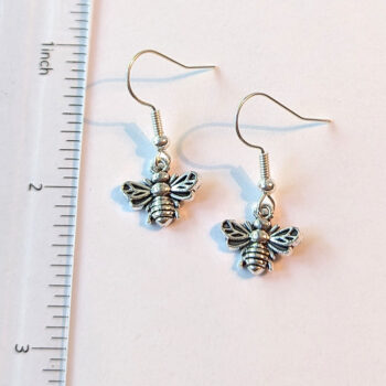 Antique Silver Small Bee Earrings - Image 2