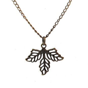 Antique Bronze Lightweight Filigree Leaf Necklace