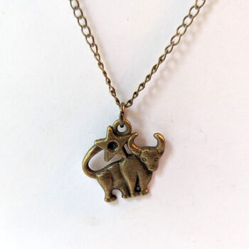 Taurus Zodiac Charm Antique Bronze Necklace