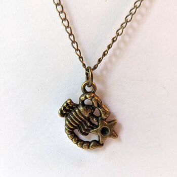 Scorpio Zodiac Charm Antique Bronze Necklace