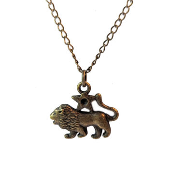 Leo Zodiac Charm Antique Bronze Necklace