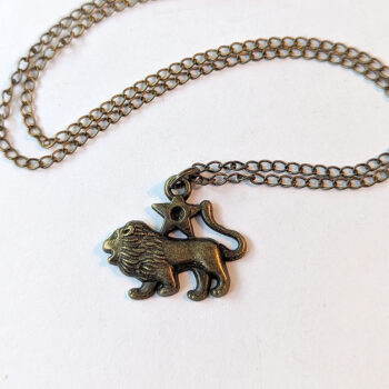 Leo Zodiac Charm Antique Bronze Necklace - Image 3