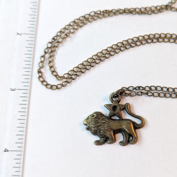 Leo Zodiac Charm Antique Bronze Necklace - Image 2