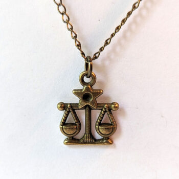 Libra Zodiac Charm Antique Bronze Necklace