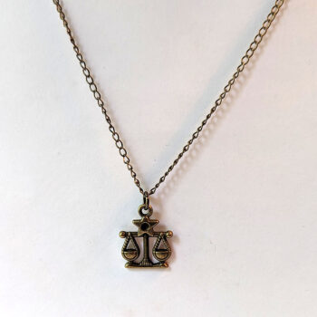 Libra Zodiac Charm Antique Bronze Necklace - Image 4