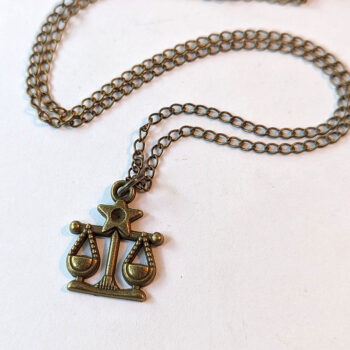 Libra Zodiac Charm Antique Bronze Necklace - Image 3