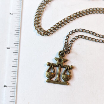 Libra Zodiac Charm Antique Bronze Necklace - Image 2