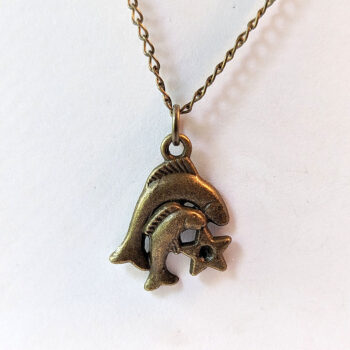 Pisces Zodiac Charm Antique Bronze Necklace