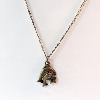 Pisces Zodiac Charm Antique Bronze Necklace - Image 4