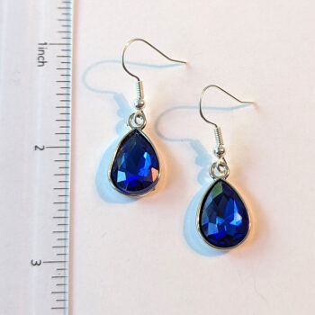 December Birthstone Lake Blue Rhinestone Teardrop Earrings - Image 2