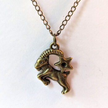 Capricorn Zodiac Charm Antique Bronze Necklace