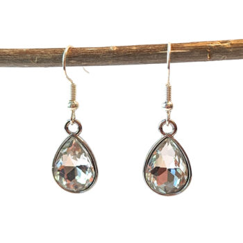 April Birthstone Clear Glass Rhinestone Teardrop Earrings